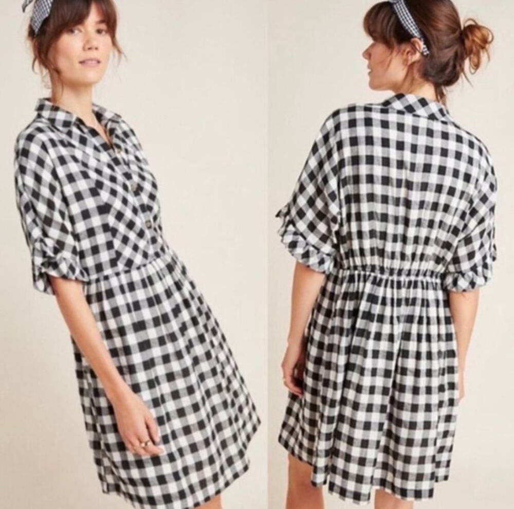 Anthropologie Porridge black-and-white gingham Dress Size S